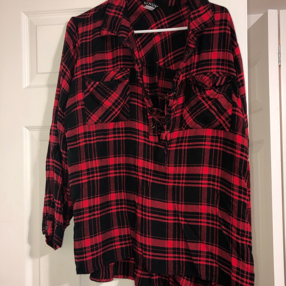 Venus plaid tie up top